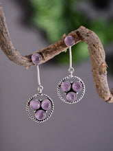 Silver Oxidized Geometric Drop Earrings