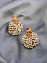 Temple-Style Gold-Plated Peacock Stud Earrings