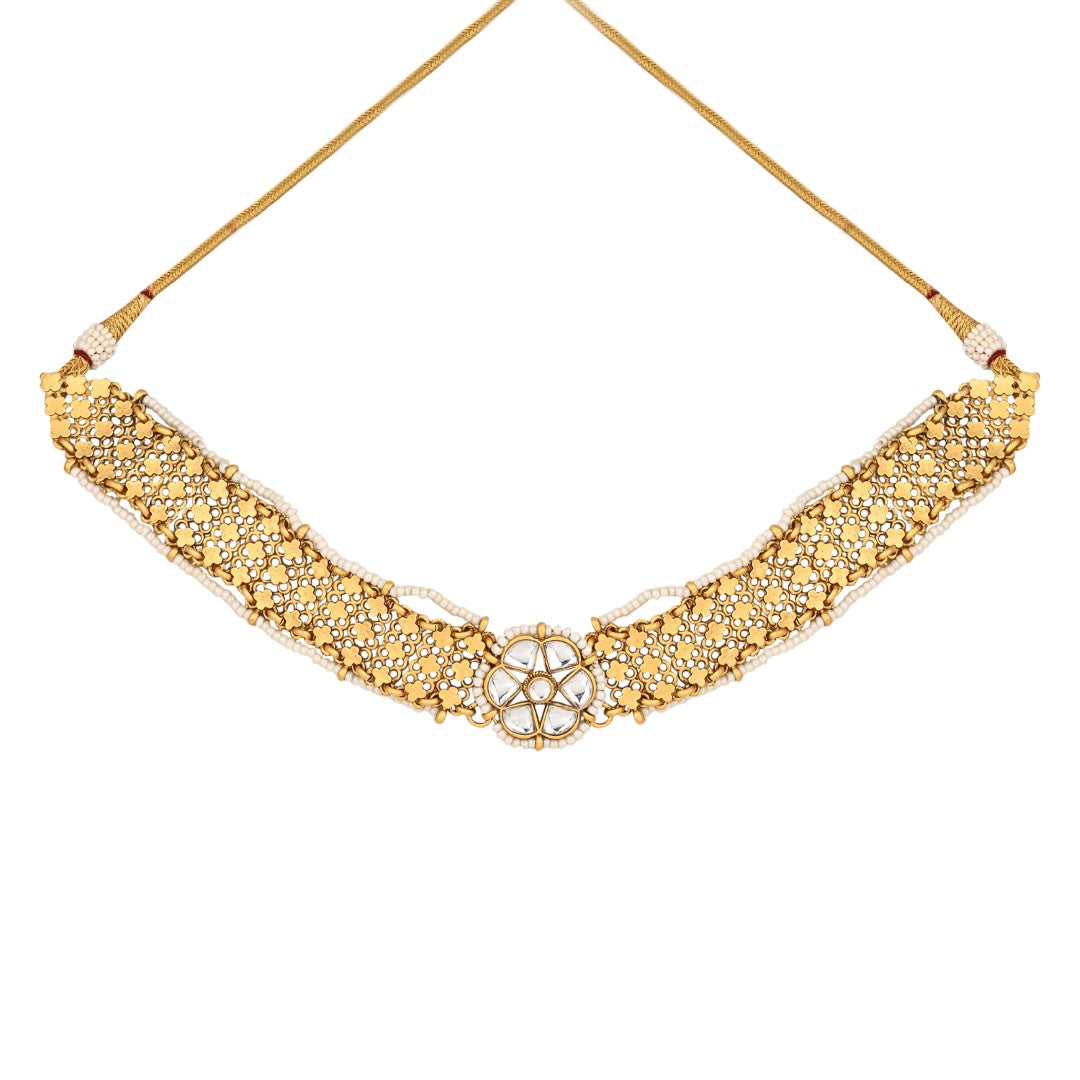 Kundan Choker Necklace Set with Stud Earrings