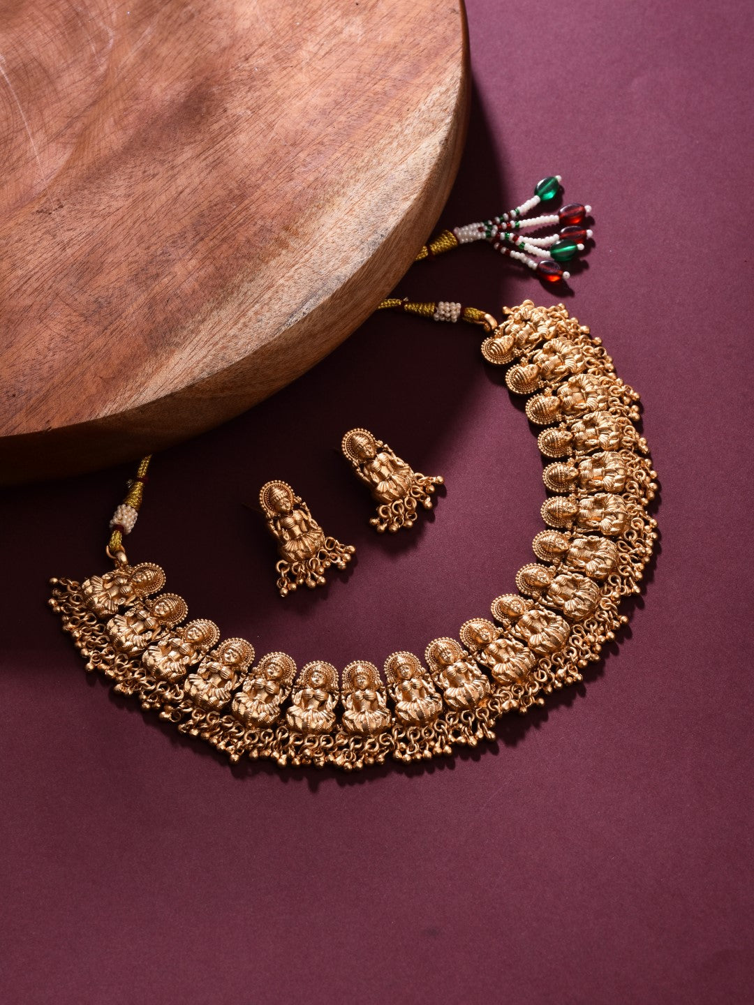 Traditional Temple Jewellery Set with Ghungroo Drops