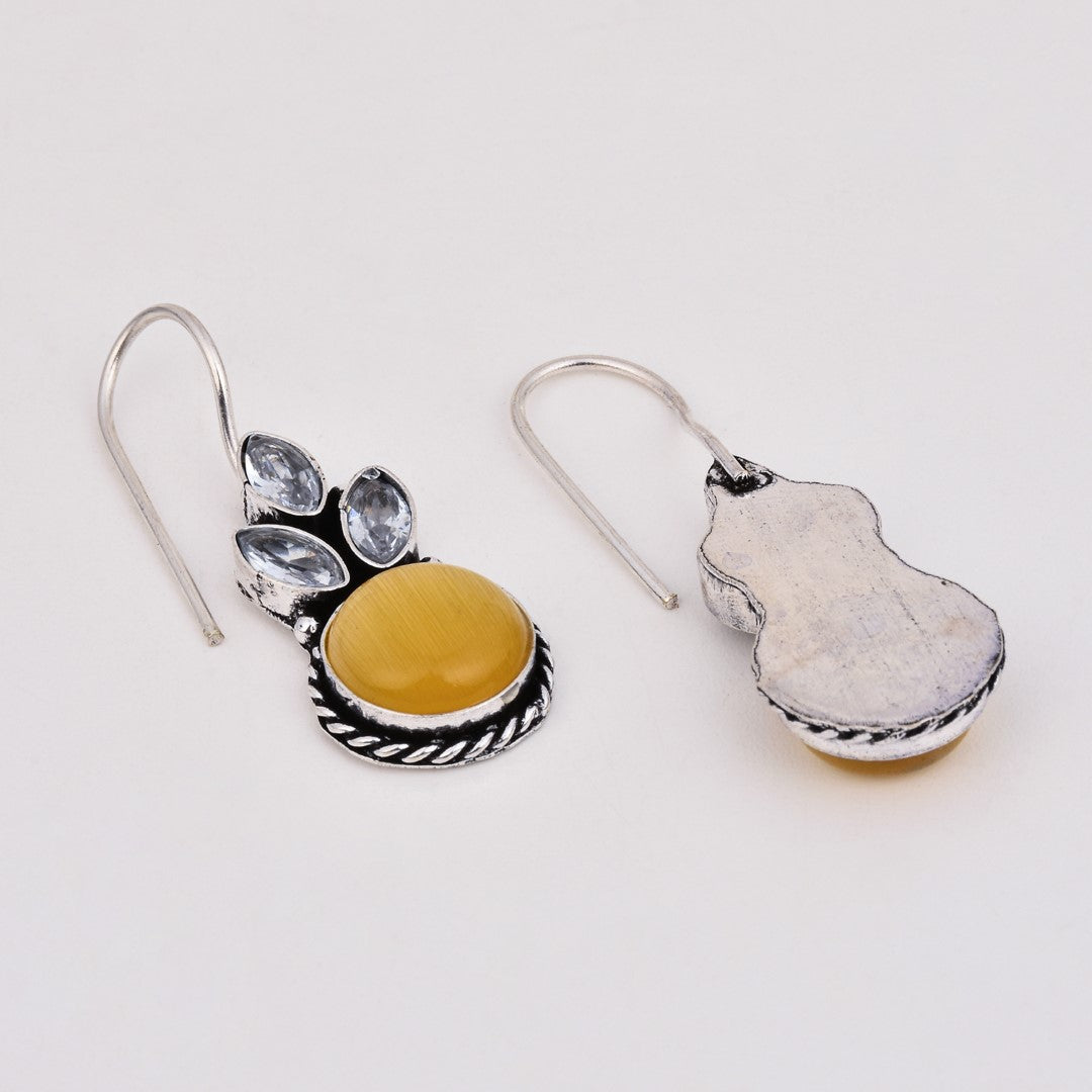 Elegant yellow AD Stone Drop Earrings with Fish Hook Closure