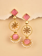 Gold-Plated Three-Tier Geometric Drop Earrings