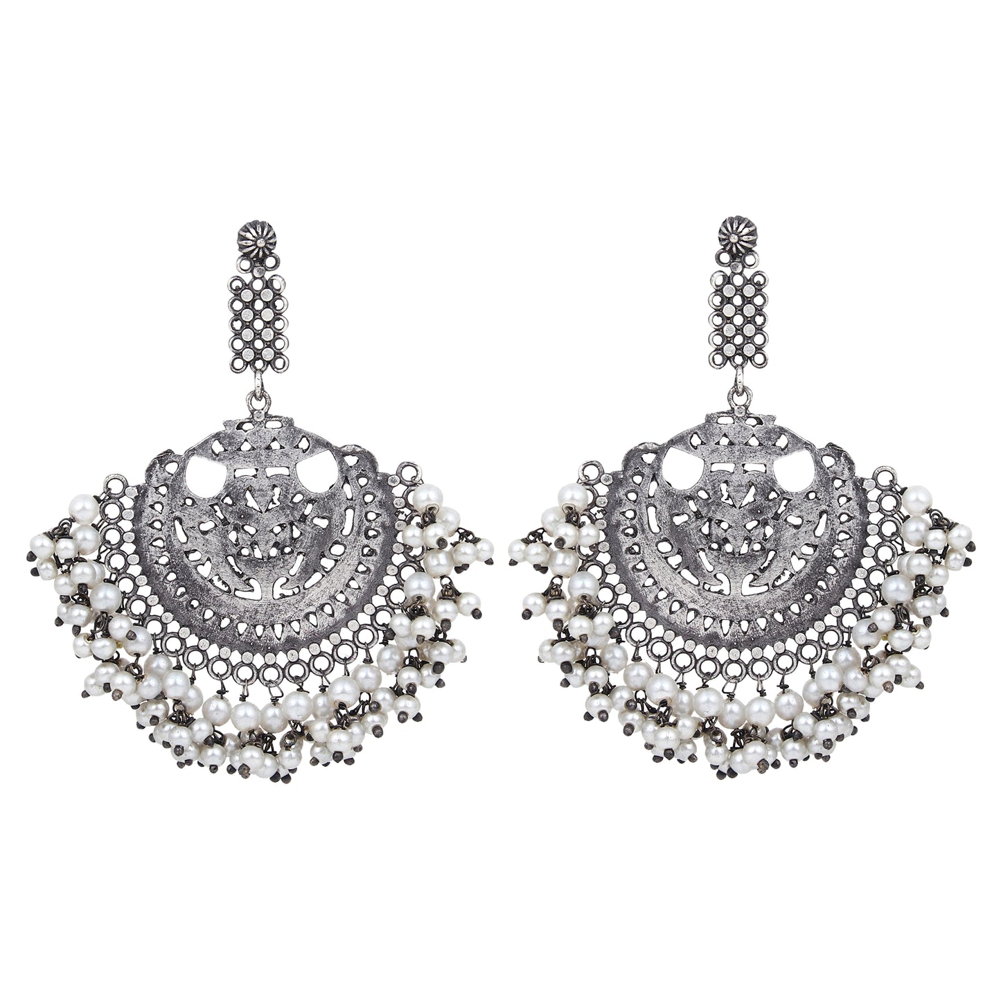 Silver Oxidised Chandbali