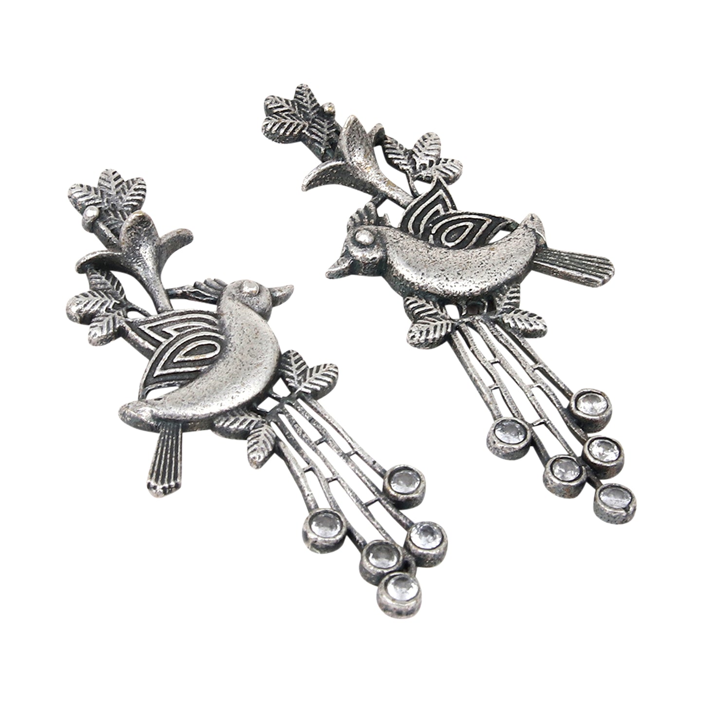 Silver Oxydised finish drop earring