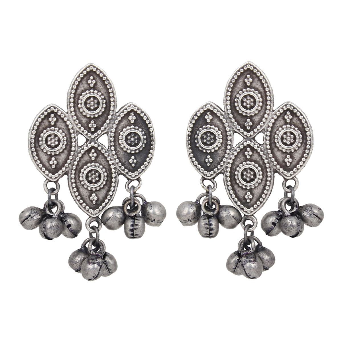 Silver Oxydised finish drop earring