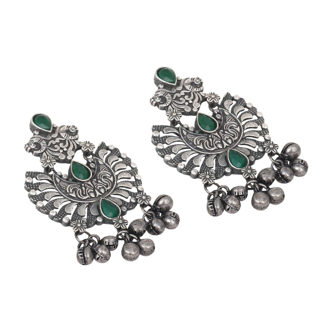 Silver Oxidised finish Chandbali