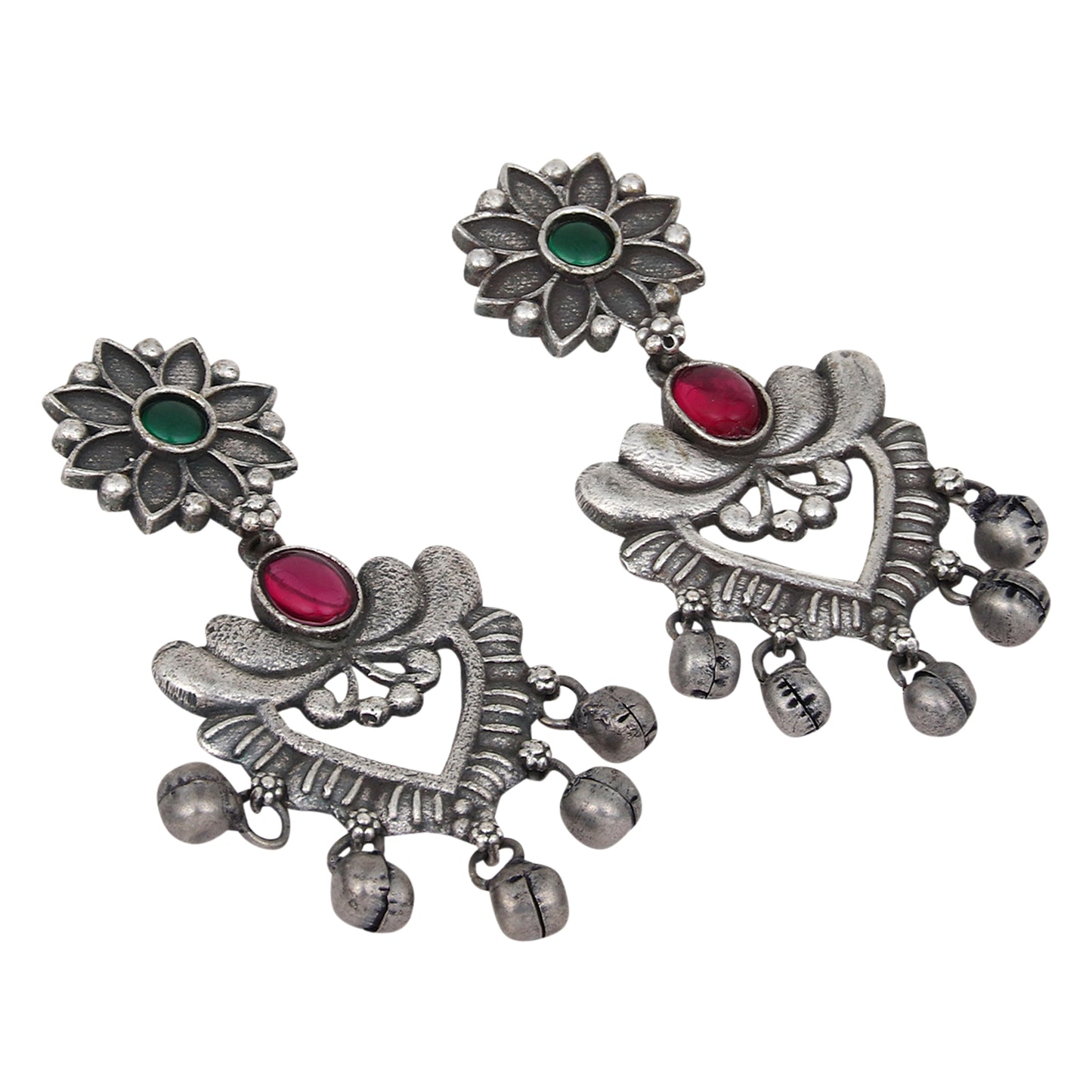 Siver Oxydised finish drop Earrings