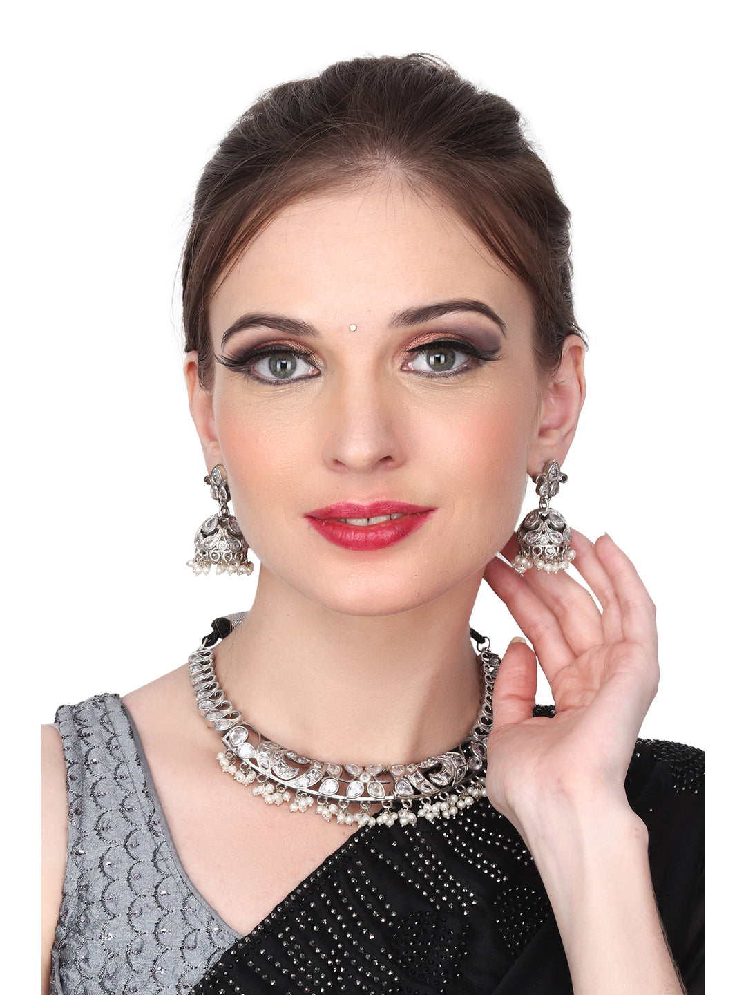 Silver Oxydised choker Set
