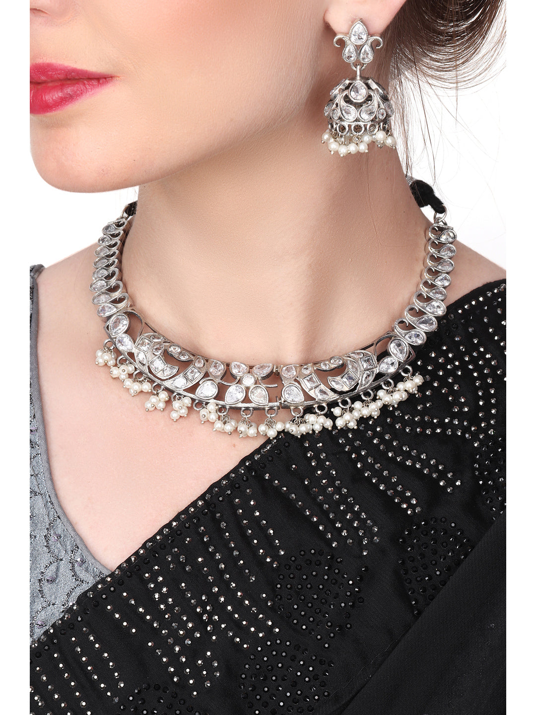 Silver Oxydised choker Set