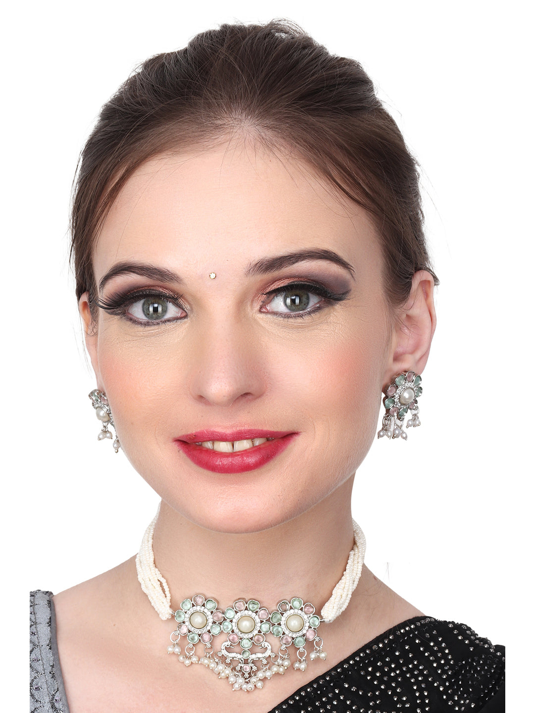 Gold plated Multi coloured jewellery set