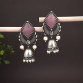 Silver Oxidised finish Contemporary Jhumka