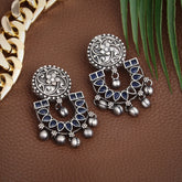 Silver Oxydised finish drop earring