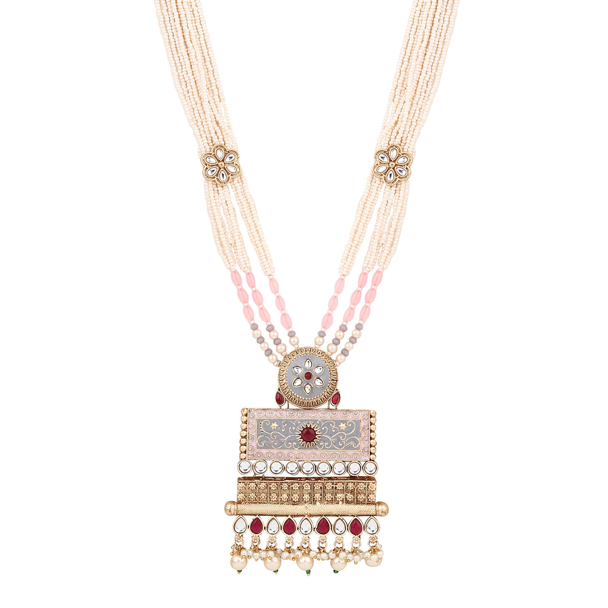 Meenakari & kundan Necklace & Earring set with beads string