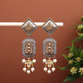 Dual tone drop earring