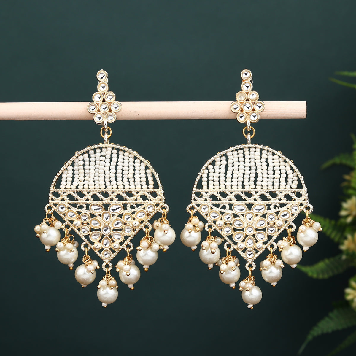 Gold plated Chandbali with pearls