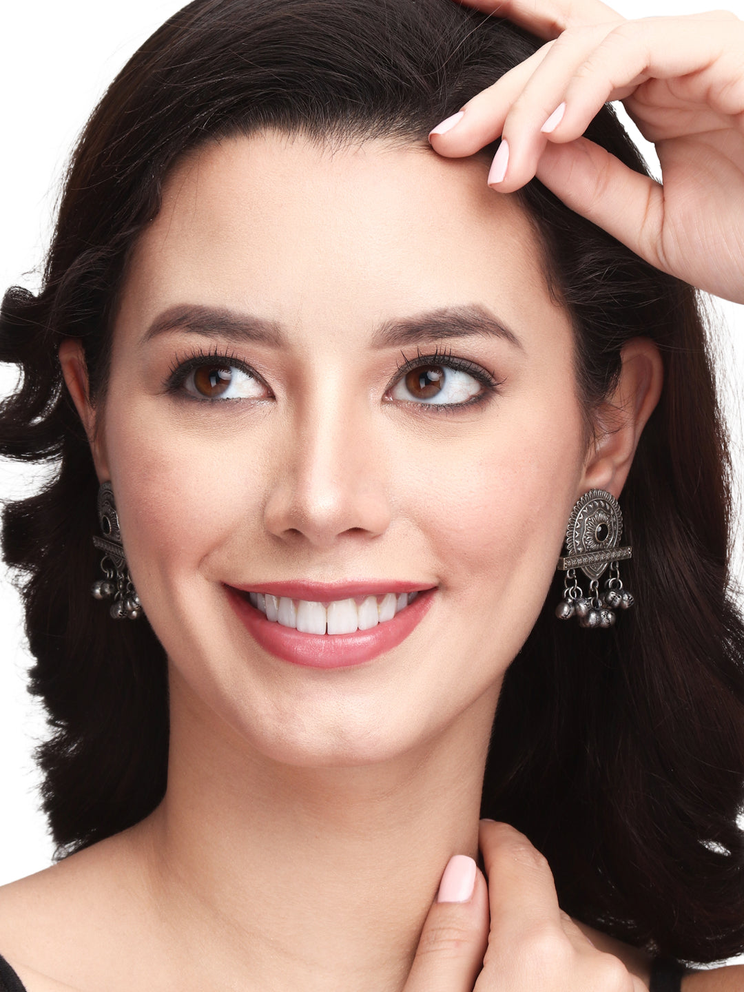 Silver Oxydised Studs with Ghungroo