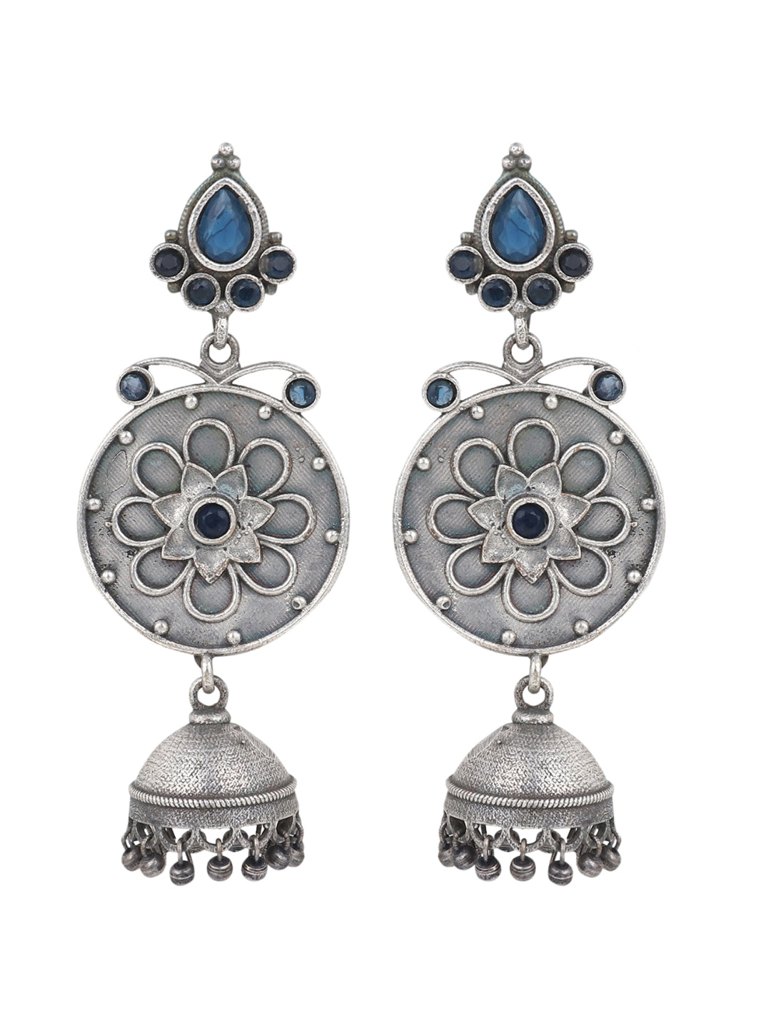 Silver Oxidised drop earring