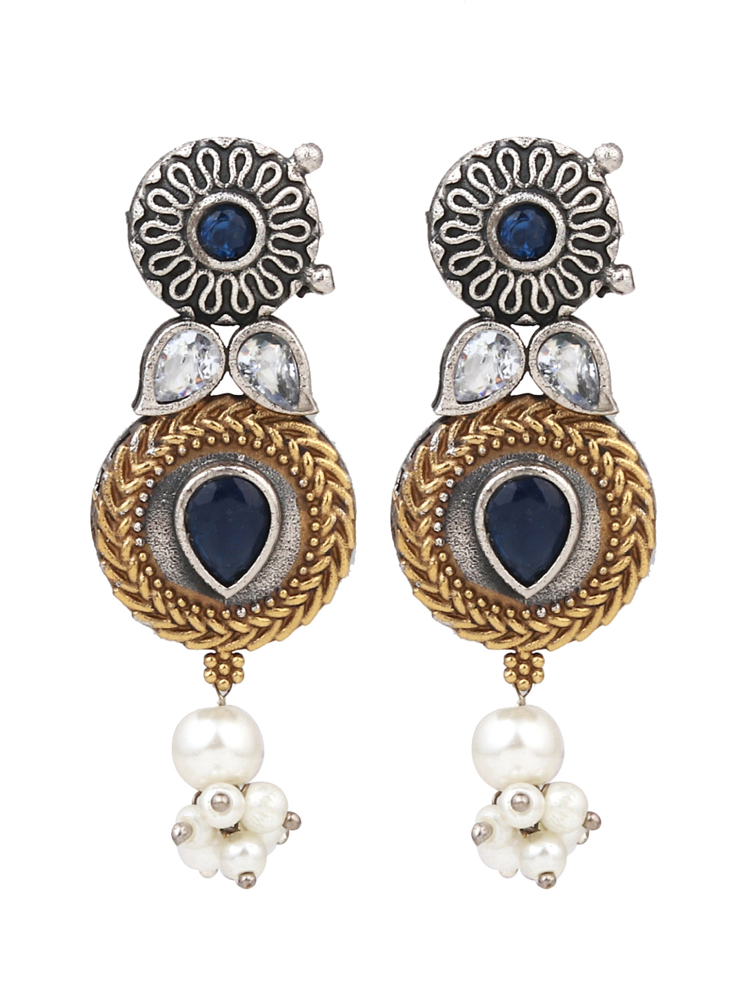 Dual Tone Necklace Set with AD & Camp stone