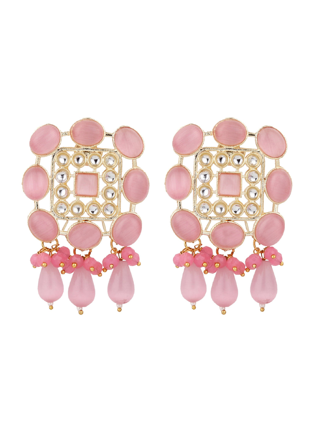 Pink Choker & Earring set in monalisa stone