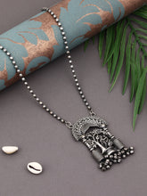 Silver Oxydies finish Long necklace