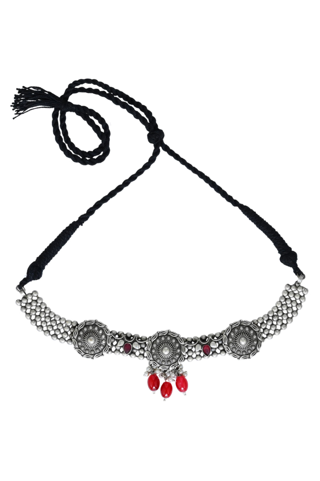 Silver oxidised Choker necklace