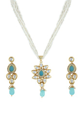 Kundan Pendant with Beads string necklace & Earring set