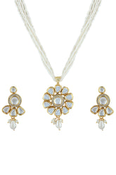 Kundan Pendant with Beads string necklace & Earring set