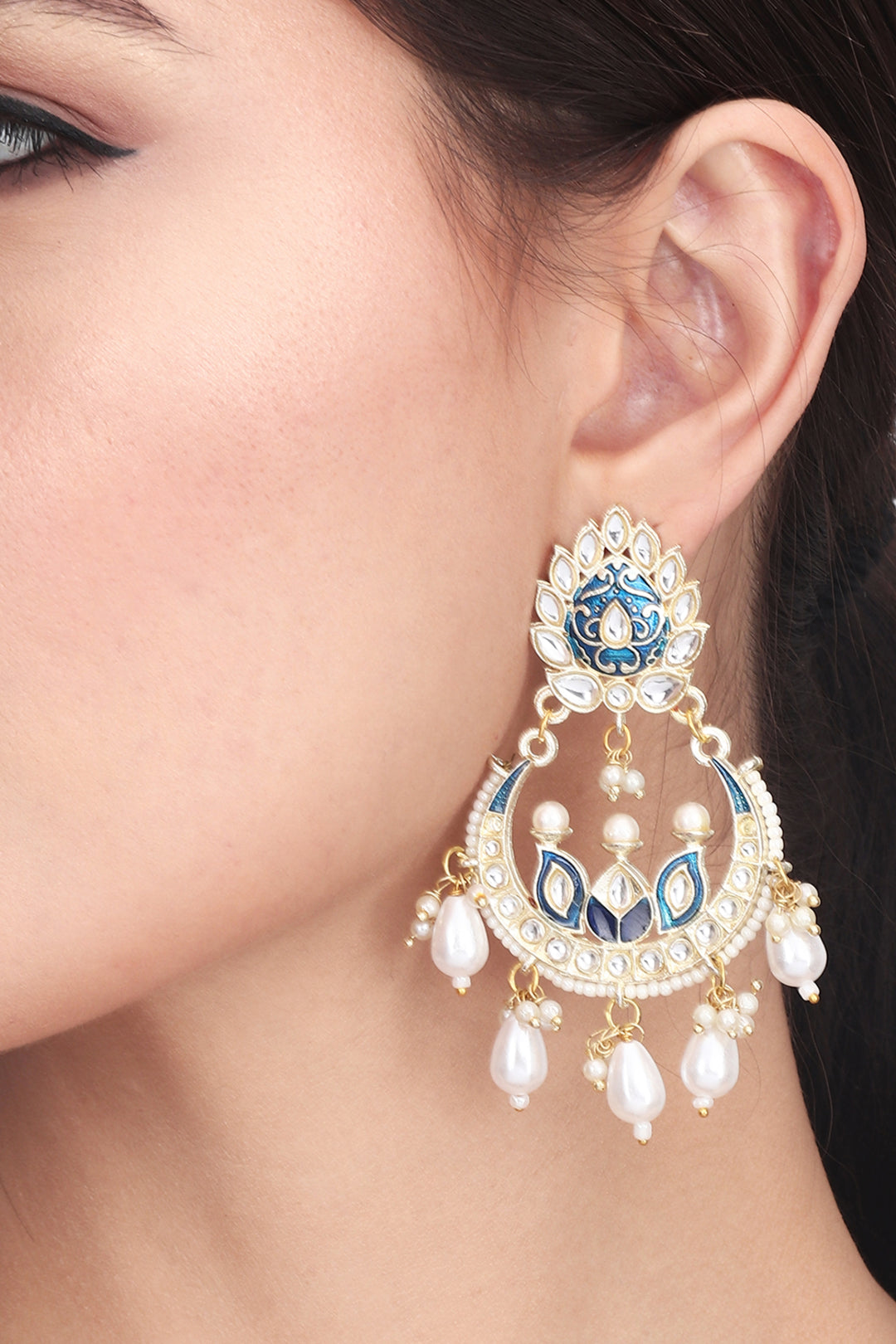 Meenakari Earring & Maangtikka Set with Kundan