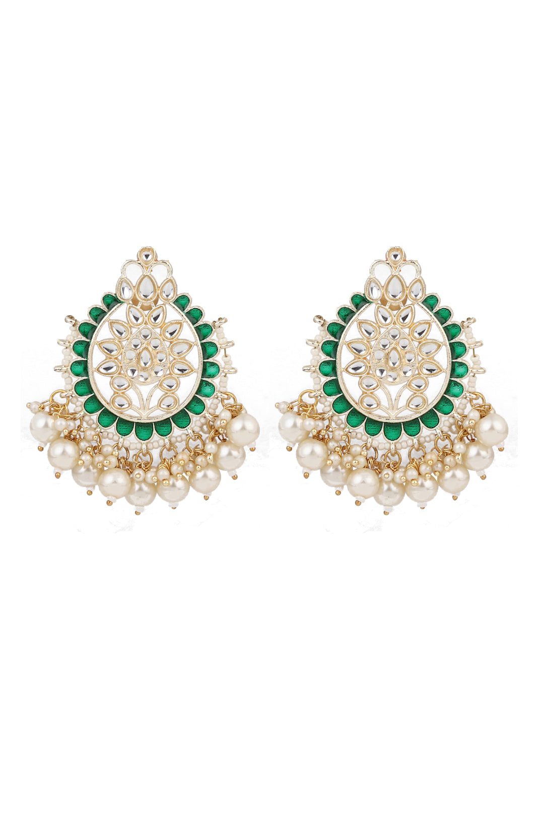 Meenakari Earring & Maangtika Set with Kundan