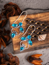 Silver Oxydised finish Drop Earring with Blue AD stone