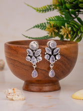 Silver Oxydised finish Studs with White AD stones