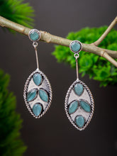 Silver Oxydised finish Leaf shaped Mint drop earring