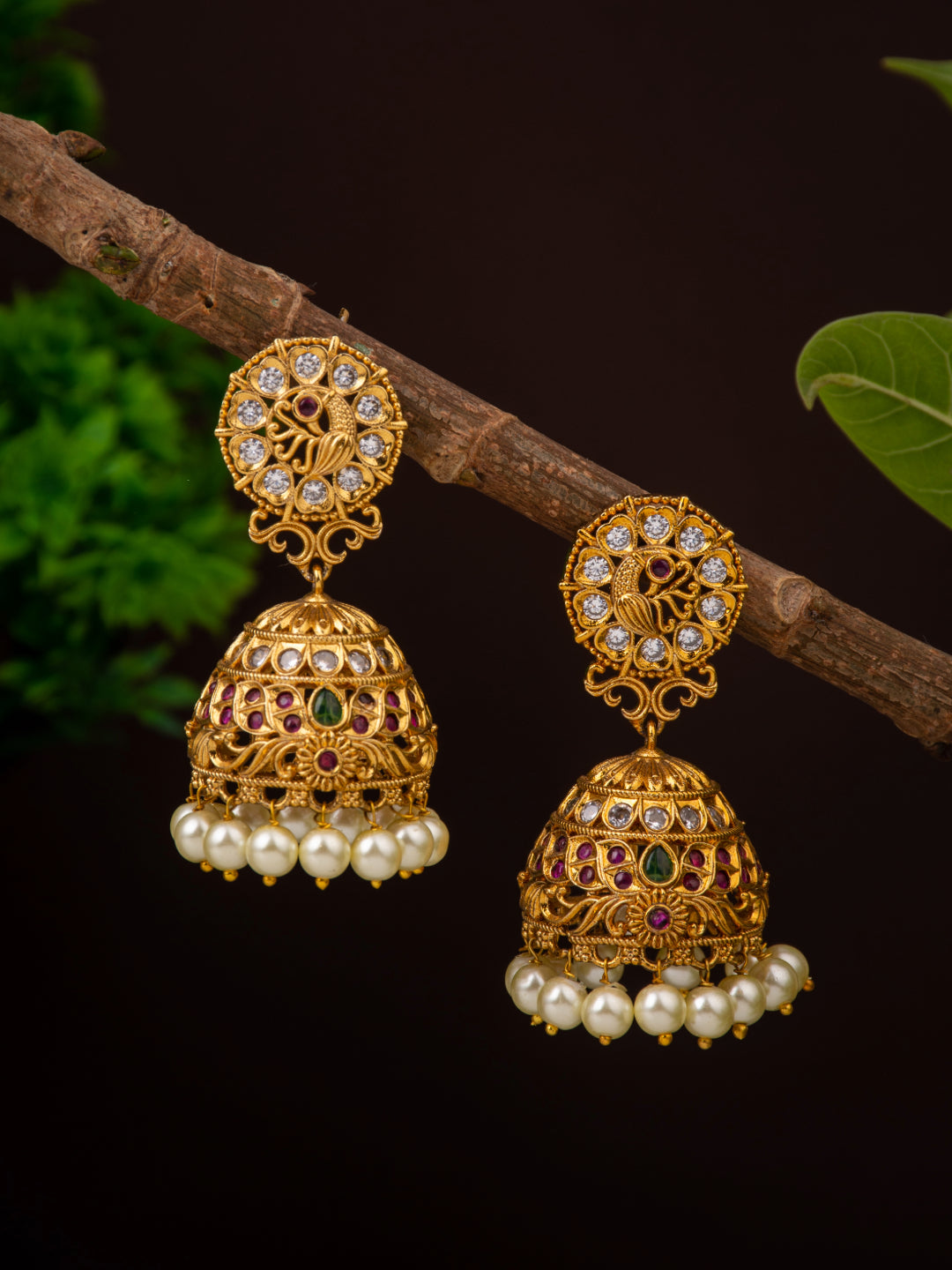 Gold plated kemp Jhumka