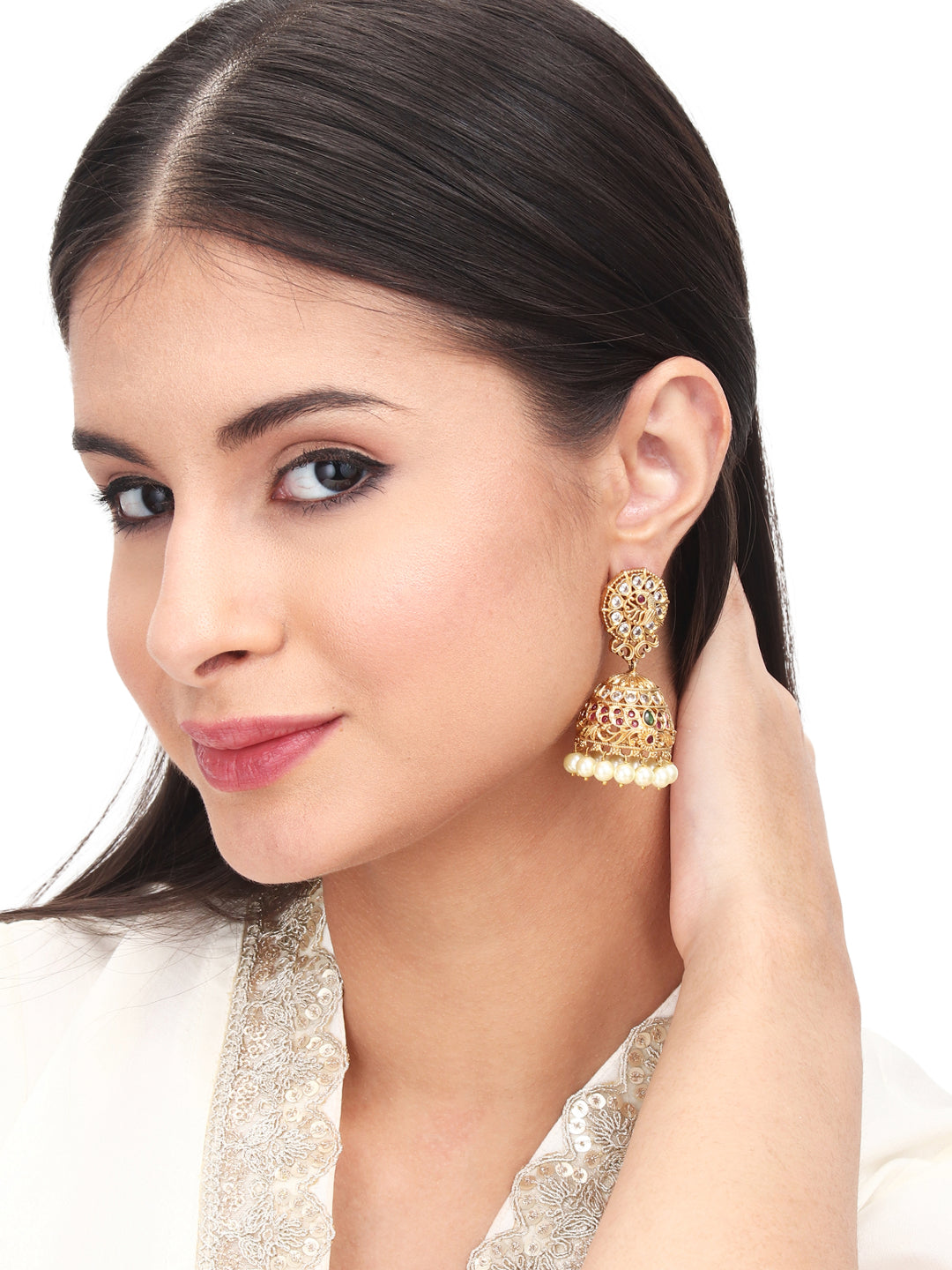Gold plated kemp Jhumka