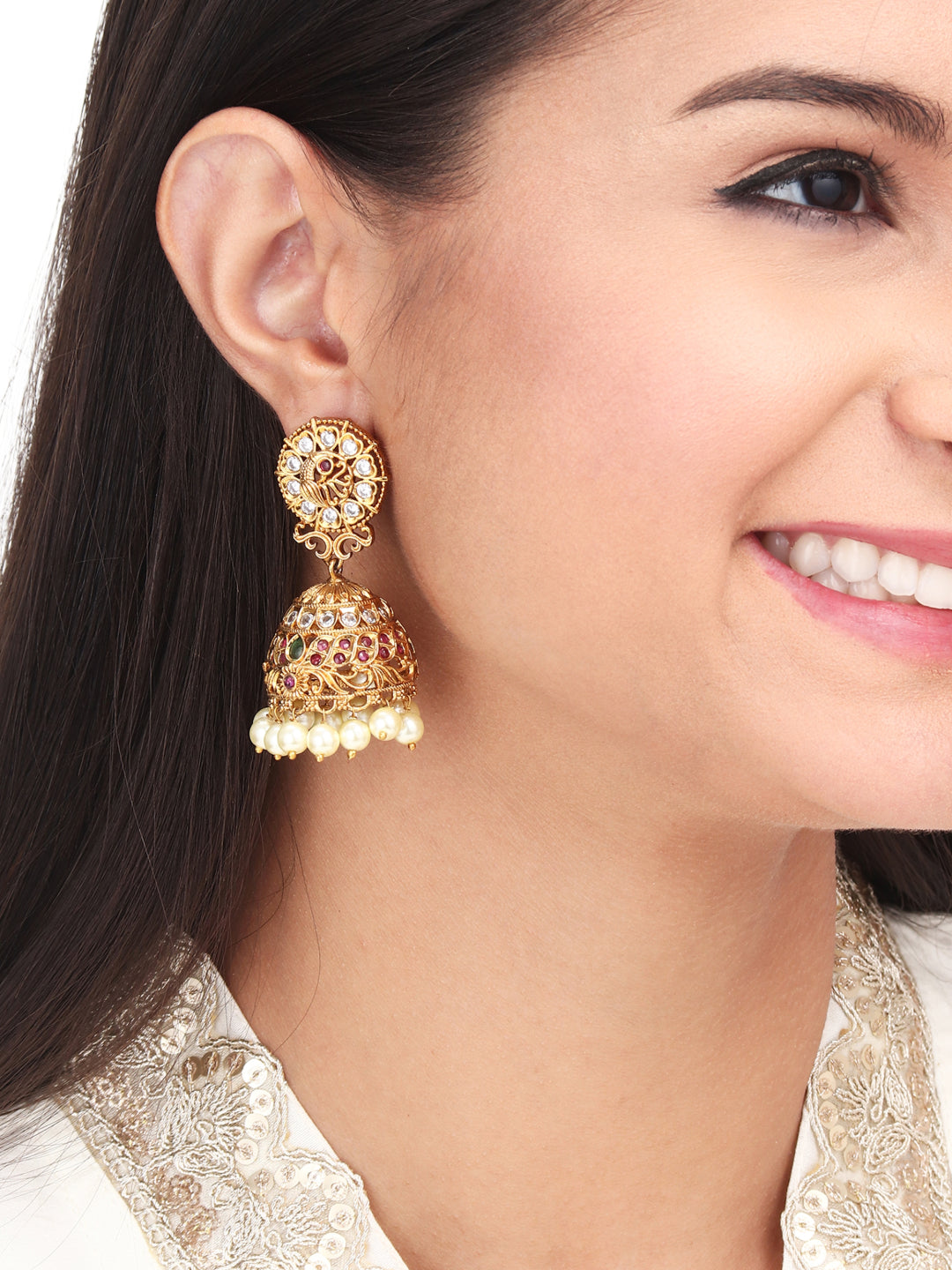 Gold plated kemp Jhumka