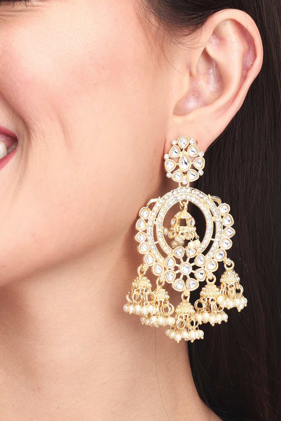 Gold plated kundan chandbali