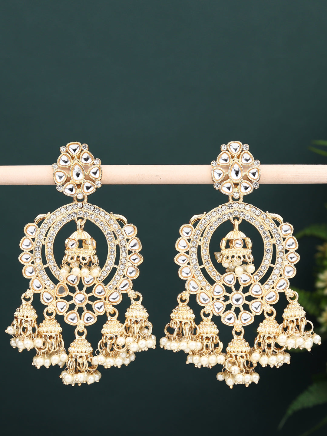 Gold plated kundan chandbali