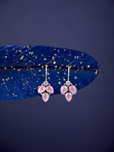 Silver Oxidised finish Light Pink stone work drop earring