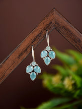 Silver Oxidised finish Mint stone work drop earring