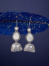 Contemporary drop Jhumka with Monalisa stone White