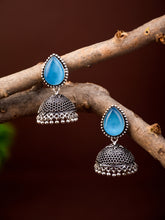 Contemporary Jhumka with Monalisa Stone - Blue