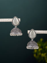 Contemporary Jhumka with Monalisa Stone - White