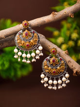 Gold & Silver Dual-Tone Chandbali with Artificial Bead Drops