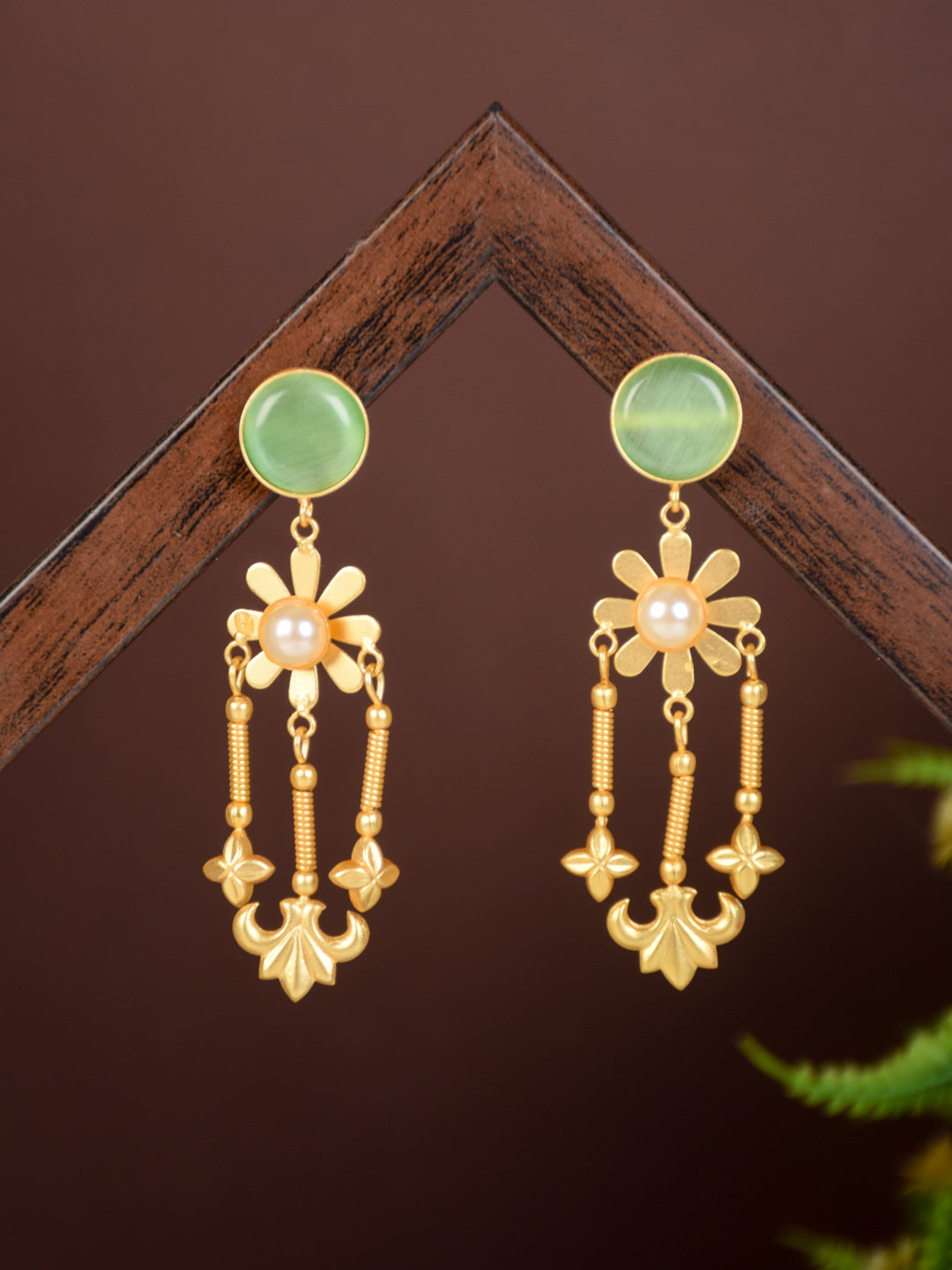 Contemporary Drop Earring Sage green