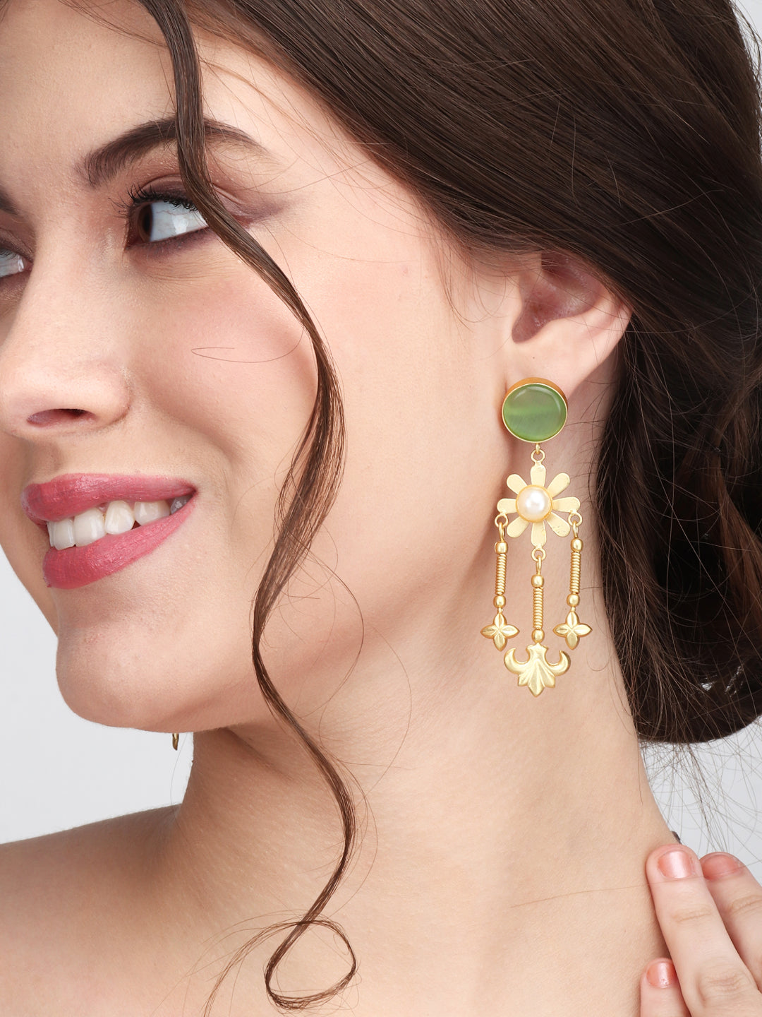 Contemporary Drop Earring Sage green