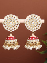 Gold plated kundan & Meenakari Jhumka Earring