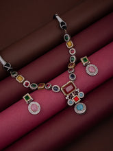 Gold plated Multi colouredCZ stone jewellery set