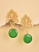 Drop Earring with filligiri leaf Green