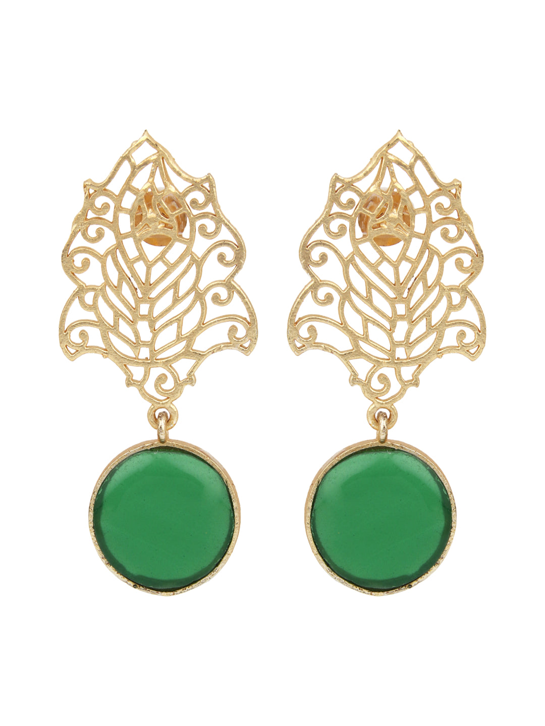 Drop Earring with filligiri leaf Green