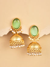 Gold plated Jhumka Earring Green